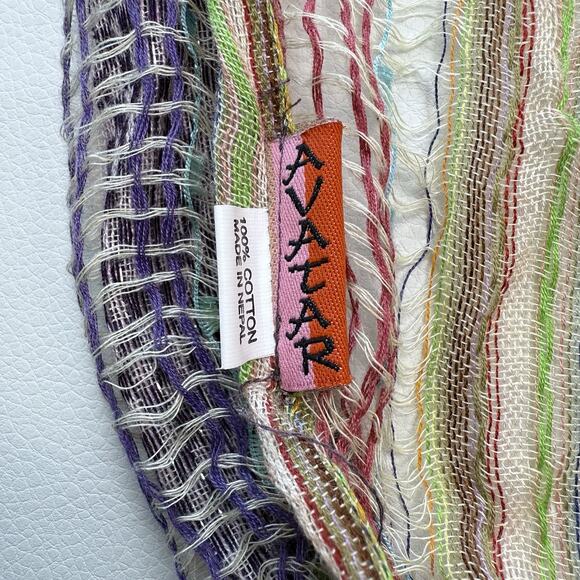 Loose Weave Scarf Wrap‎ Multicolor Fringe 100% Cotton Lightweight Boho 65" x 16" - Picture 4 of 5